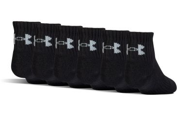 Image of Under Armour Charged Cotton 2.0 Socks, Pack of 6, Black/Gray, 7-9 Youth Large, U321-BLK/GRY-YL