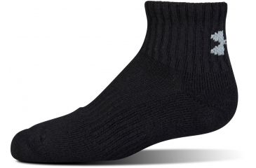 Image of Under Armour Charged Cotton 2.0 Socks, Pack of 6, Black/Gray, 7-9 Youth Large, U321-BLK/GRY-YL