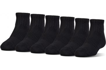 Image of Under Armour Charged Cotton 2.0 Socks, Pack of 6, Black/Gray, 7-9 Youth Large, U321-BLK/GRY-YL