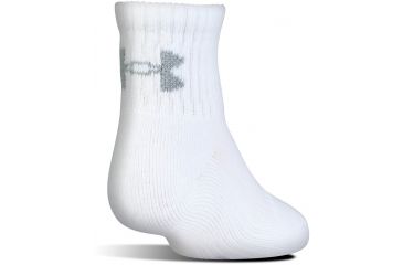 Image of Under Armour Charged Cotton 2.0 Socks, Pack of 6, White/Gray, 6-7.5 Youth Medium, U321-WHT/GRY-YM