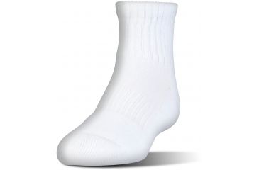 Image of Under Armour Charged Cotton 2.0 Socks, Pack of 6, White/Gray, 6-7.5 Youth Medium, U321-WHT/GRY-YM