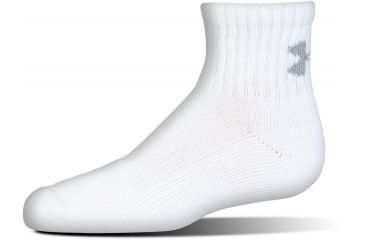 Image of Under Armour Charged Cotton 2.0 Socks, Pack of 6, White/Gray, 6-7.5 Youth Medium, U321-WHT/GRY-YM