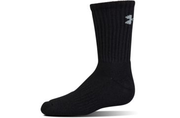 Image of Under Armour Charged Cotton 2.0 Socks, Pack of 6, Black/Gray, 6-7.5 Youth Medium, U322-BLK/GRY-YM