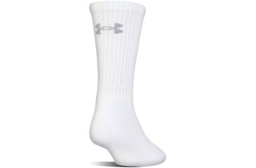 Image of Under Armour Charged Cotton 2.0 Socks, Pack of 6, White/Gray, 7-9 Youth Large, U322-WHT/GRY-YL