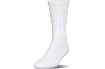 Image of Under Armour Charged Cotton 2.0 Socks, Pack of 6, White/Gray, 7-9 Youth Large, U322-WHT/GRY-YL