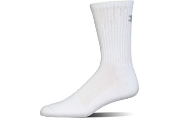 Image of Under Armour Charged Cotton 2.0 Socks, Pack of 6, White/Gray, 7-9 Youth Large, U322-WHT/GRY-YL