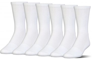 Image of Under Armour Charged Cotton 2.0 Socks, Pack of 6, White/Gray, 7-9 Youth Large, U322-WHT/GRY-YL