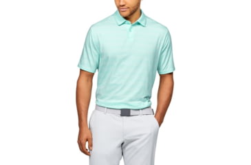 Image of Under Armour Charged Cotton Scramble Stripe Polo - Mens, Extra Large, Aqua Float, 1323455791XL