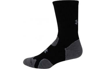 Image of Under Armour Coldgear Hitch Heavy Cushion Boot Socks, Black/Gray, Large, UA4661-BLK/GRY-LG