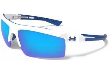 Image of Under Armour Core 2.0 Sunglasses, White/Navy Frame, Gray Blue Multiflection Lens U8600082-104161