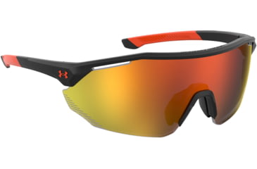 Image of Under Armour Force 2 Sunglasses with Matte Black/Grey Frame and Orange Mirror Lens, Medium, UA0011S RC2-50