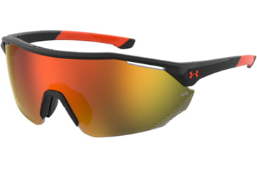 Image of Under Armour Force 2 Sunglasses with Matte Black/Grey Frame and Orange Mirror Lens, Medium, UA0011S RC2-50