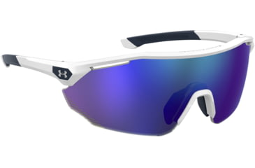 Image of Under Armour Force 2 Sunglasses with Matte White/Grey Frame and Blue Mirror Lens, Medium, UA0011S WWK-W1