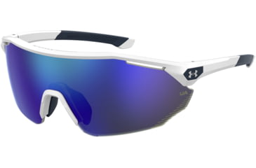 Image of Under Armour Force 2 Sunglasses with Matte White/Grey Frame and Blue Mirror Lens, Medium, UA0011S WWK-W1