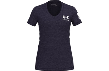 Image of Under Armour Freedom Tech V-Neck Short Sleeve T-Shirt - Women's, Small, Midnight Navy, 1369471410SM
