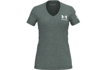 Image of Under Armour Freedom Tech V-Neck Short Sleeve T-Shirt - Women's, Extra Small, Silica Green, 1369471348XS