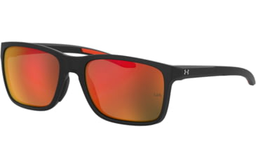 Image of Under Armour Hustle Sunglasses with Matte Black/Grey Frame and Infrared Mirror Lens, Medium, UA0005S RC2-UZ