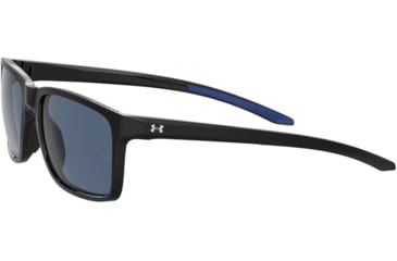 Image of Under Armour Hustle Sunglasses with Shiny Black/Grey Frame and Blue Flash Lens, Medium, UA0005S 807-KU