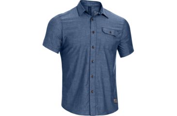 Image of Under Armour Marcom Short Sleeve Woven Top - Men's-Indigo-Small