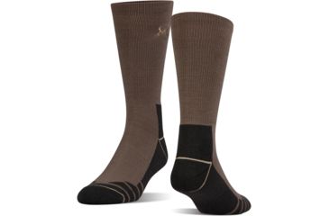 Image of Under Armour Mens Hitch Charged Wool Socks, Hearth Stone/Canvas, 10-13 Large, U722-HST/CAN-LG