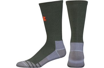 Image of Under Armour Mens Hitch Lite 3.0 Socks, Combat Green/Volcano Orange, 9-11 Medium, U731-COM/VOL-MD