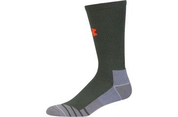 Image of Under Armour Mens Hitch Lite 3.0 Socks, Combat Green/Volcano Orange, 9-11 Medium, U731-COM/VOL-MD