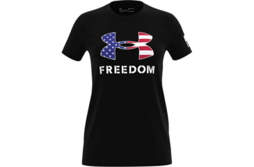 Image of Under Armour New Freedom Logo T-Shirt - Womens, Black / White, Large, 1370815002LG