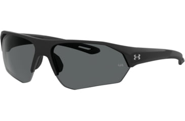 Image of Under Armour Playmaker Sunglasses with Matte Black Frame and Grey Lens, Medium, UA0001GS 003-KA