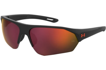Image of Under Armour Playmaker Sunglasses with Matte Black/Grey Frame and Orange Mirror Lens, Medium, UA0001GS RC2-7F