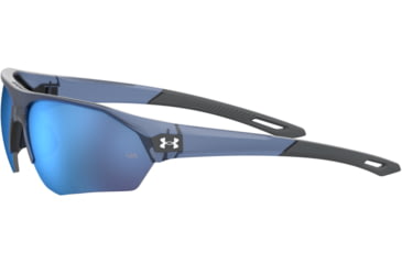 Image of Under Armour Playmaker Sunglasses with Matte Blue Frame and Baseball Tuned Blue Mirror Lens, Medium, UA0001GS PJP-W1
