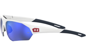 Image of Under Armour Playmaker Sunglasses with Matte White Frame and Baseball Tuned Blue Mirror Lens, Medium, UA0001GS 6HT-W1