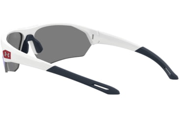 Image of Under Armour Playmaker Sunglasses with Matte White Frame and Baseball Tuned Blue Mirror Lens, Medium, UA0001GS 6HT-W1