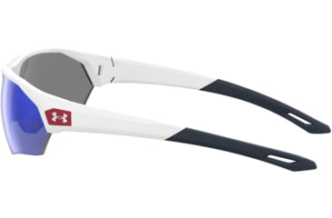 Image of Under Armour Playmaker Sunglasses with Matte White Frame and Baseball Tuned Blue Mirror Lens, Medium, UA0001GS 6HT-W1