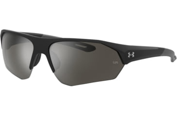 Image of Under Armour Playmaker Sunglasses with Shiny Black/Grey Frame and Silver Mirror Lens, Medium, UA0001GS 807-QI