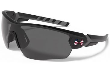 Image of Under Armour Rival Freedom Sunglasses, Satin Black/Charcoal Gray Frame, Gray Lens U8613090-010900