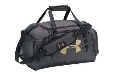 Image of Under Armour Storm Undeniable Backpack Small Duffle Bag, Black Medium Heather/Black/Metallic Victory Gold, 1277421-004-OSFA