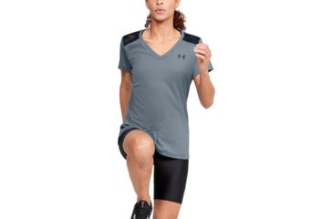 Image of Under Armour Tech Shoulder Contrast T-Shirt - Womens, Extra Small, Hushed Turquoise, 1351966396XS
