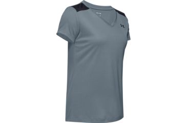 Image of Under Armour Tech Shoulder Contrast T-Shirt - Womens, Extra Small, Hushed Turquoise, 1351966396XS