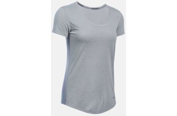 Image of Under Armour Threadborne Streaker Short Sleeve T-Shirt - Women's-True Gray Heather/Reflective-Large