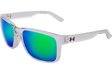 Image of Under Armour UA Assist Sunglasses, Gray with Green Mirror Lens, Shiny Crystal Clear, One Size Fits Most, UA8600101-141481