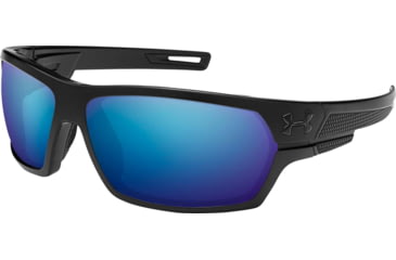Image of Under Armour UA Battlewrap Sunglasses, Off-Shore Lens, Satin Black, One Size Fits Most, UA8650081-010167