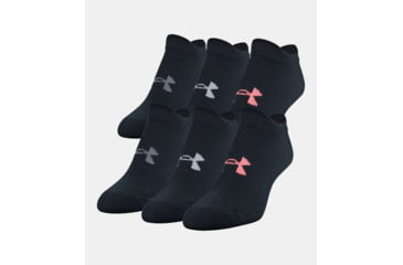 Image of Under Armour UA Essentials No Show 6-pack Run Socks - Womens, Black, U022-BLK/AST-MD