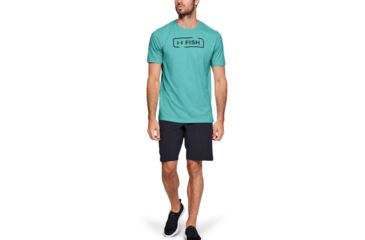 Image of Under Armour UA Fish Logo T-Shirt - Mens, Extra Large, Radial Turquoise, 1331201482XL