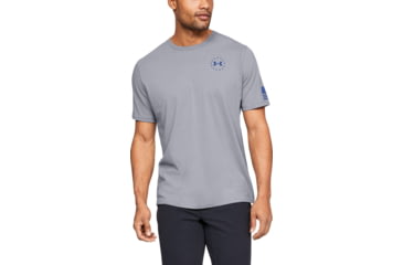 Image of Under Armour UA Freedom Flag T-Shirt - Mens, Steel Medium Heather/Blue, X-Large, 1333350036XL
