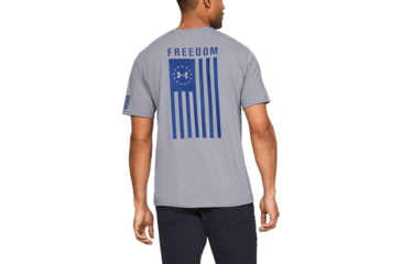 Image of Under Armour UA Freedom Flag T-Shirt - Mens, Steel Medium Heather/Blue, X-Large, 1333350036XL