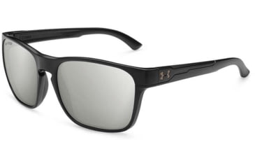 Image of Under Armour UA Glimpse Sunglasses, Silver Polarized Lens, Satin Black, One Size Fits Most, UA8640111-010118