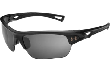 Image of Under Armour UA Octane Sunglasses, Graphite Polarized Mirror Lens, Satin Black, One Size Fits Most, UA8640094-010118