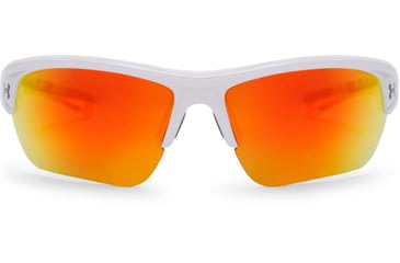 Image of Under Armour UA Octane Sunglasses, Orange Multiflection Lens, Shiny White, One Size Fits Most, UA8600094-100941