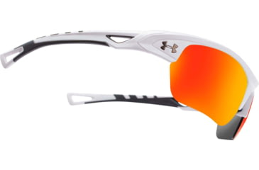 Image of Under Armour UA Octane Sunglasses, Orange Multiflection Lens, Shiny White, One Size Fits Most, UA8600094-100941