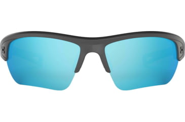 Image of Under Armour UA Octane Sunglasses, Tuned Baseball Blue Lens, Satin Carbon, One Size Fits Most, UA8650094-060164